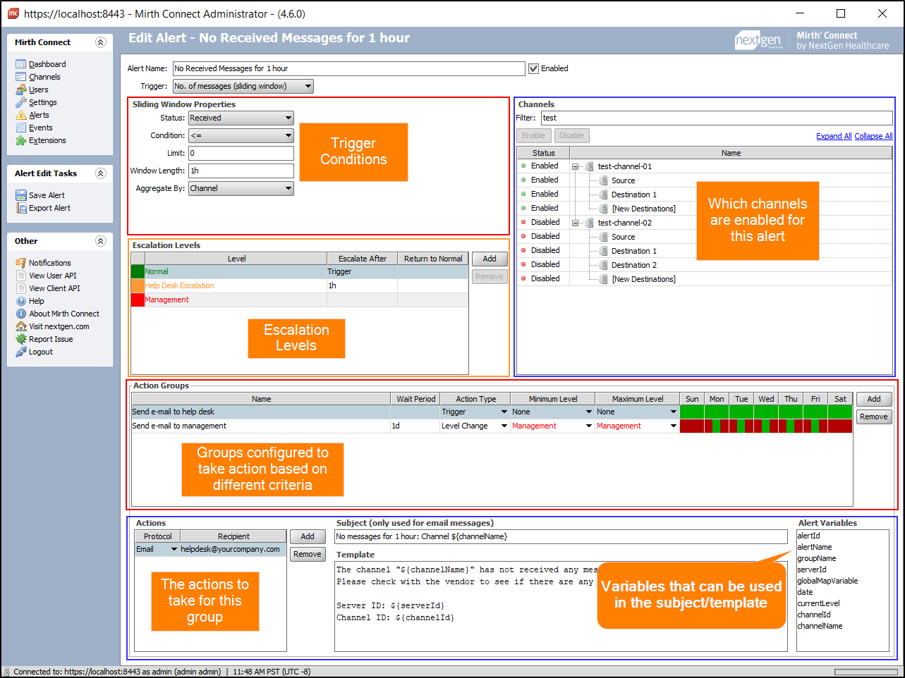 Image of the Edit Alert window