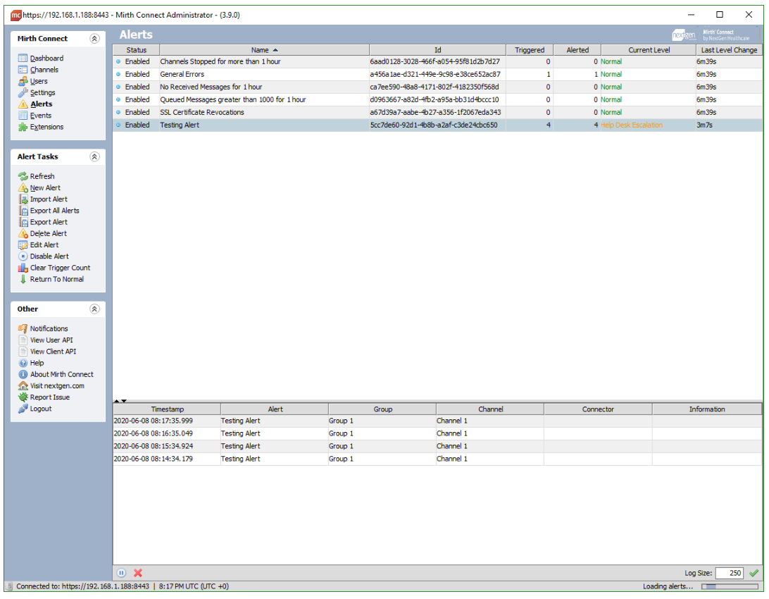 Image of the Alerts view
