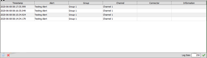Image of the alerts log pane