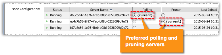 Image of selecting the preferred polling and pruning server