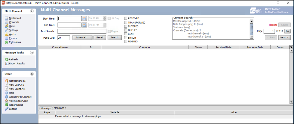 Multi-Channel Messages view