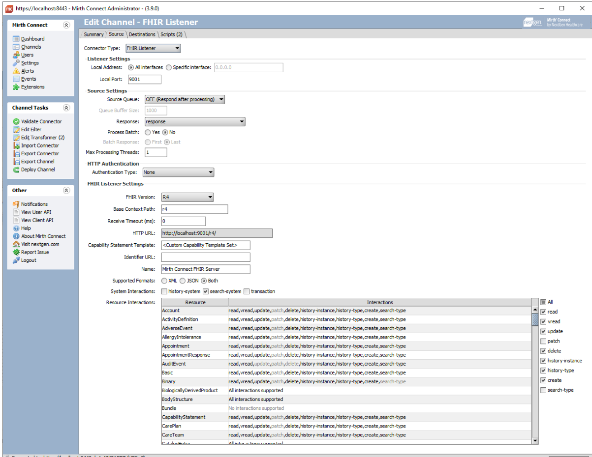 Image of the Edit Channel view.