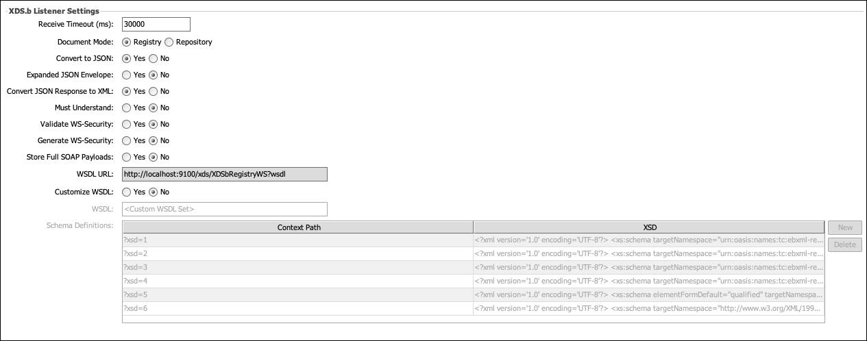 XDS.b Listener Settings window