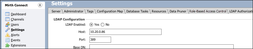LDAP Configuration section