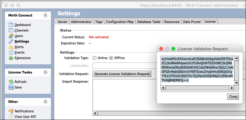 License Validation Request Window