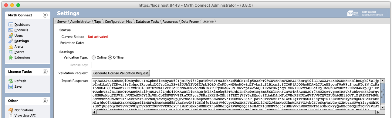 Import Response Field on License Tab
