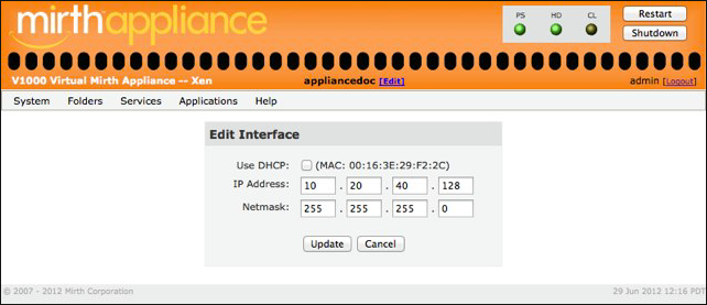 Edit Interface window