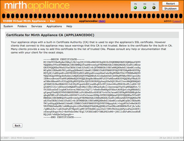 Appliance SSL Certificate