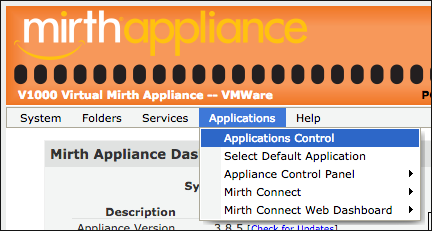 Application Control menu
