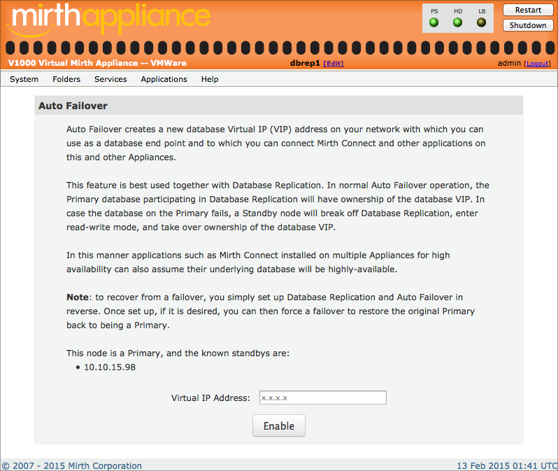 Auto Failover window