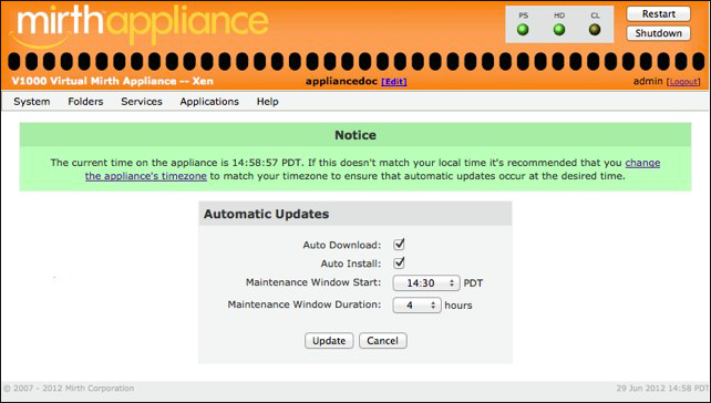 Automatic Updates window
