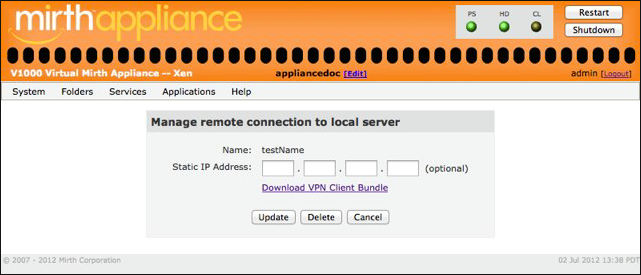 Manage remote connection to local server window