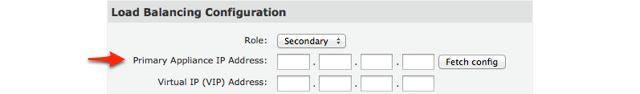 Primary Appliance IP Address field