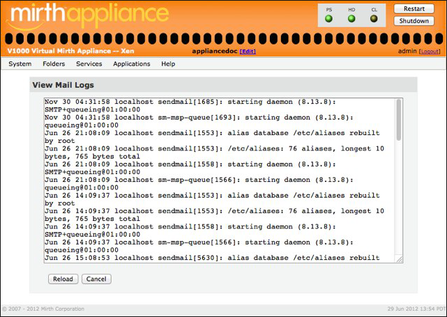 View Mail Logs window