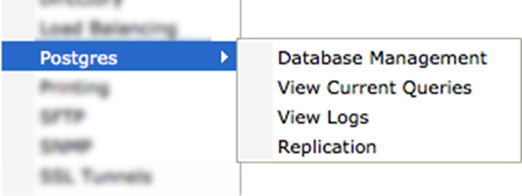 Postgres menu