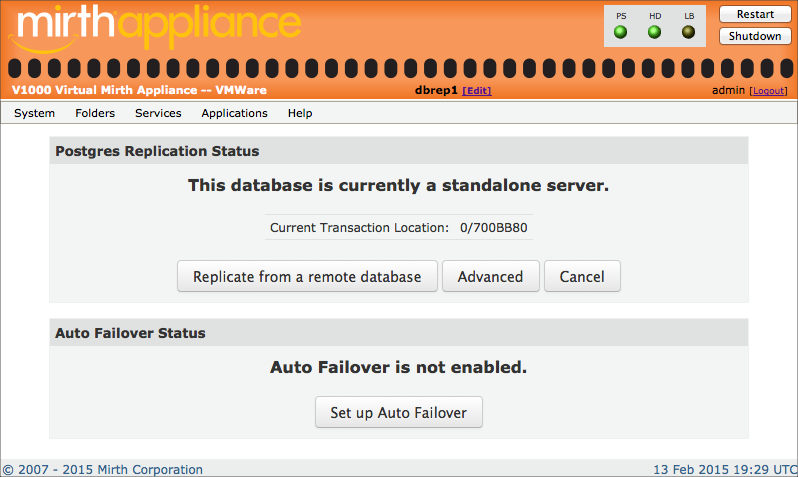 Postgres Replication Status window