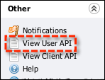 Image of the View User API task on the Other menu.