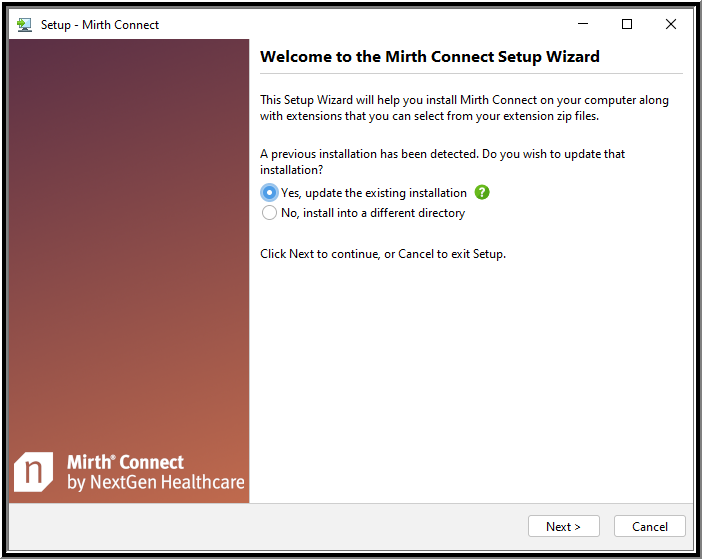 An image of the Welcome screen for the Setup Wizard.