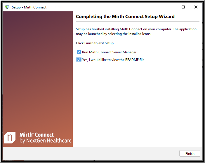 An image of the Setup Complete window of the Setup Wizard.
