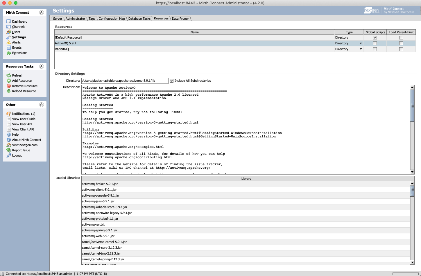 Image of the Resource Settings tab.