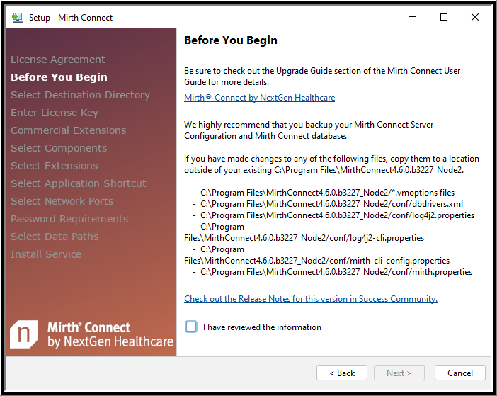 An image of the Before You Begin window of the Setup Wizard for an upgrade.