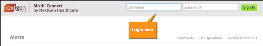 Image of the API documentation page logon.
