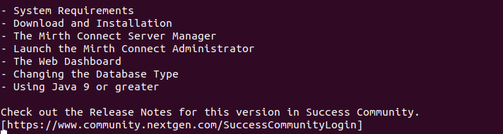 Image of the command line installer release notes screen.
