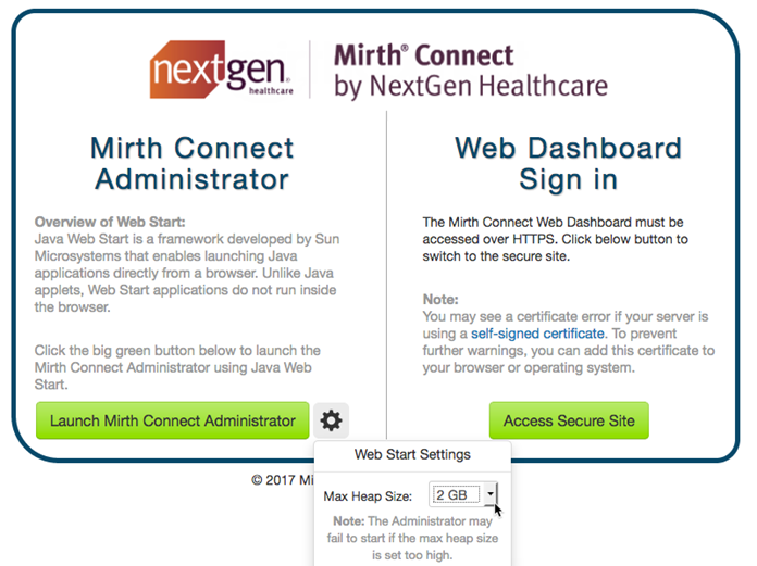 Image of the launch page