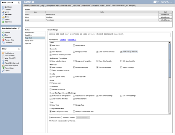 Image of the Role Based Access Control settings