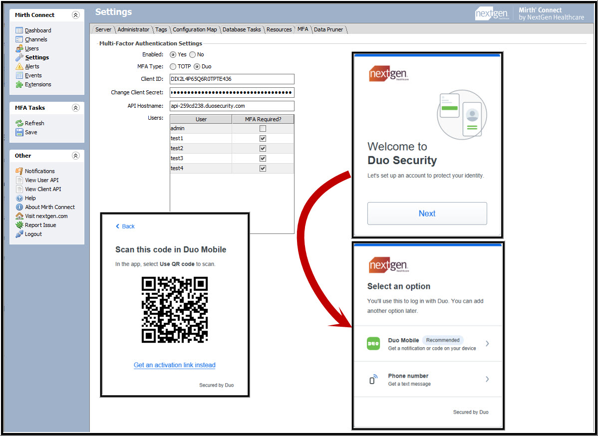 Image of the Multi-Factor Authentication Settings window.
