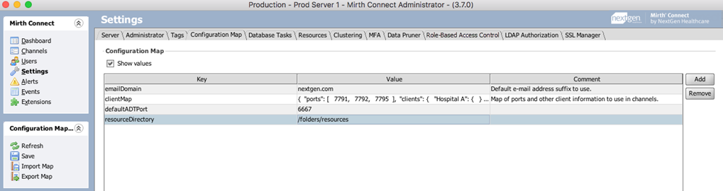 Image of the Configuration Map tab
