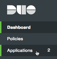 Selecting Applications in the Duo Admin Panel