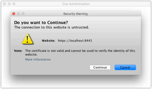 Security Warning for a connection that is untrusted because the certificate is not valid