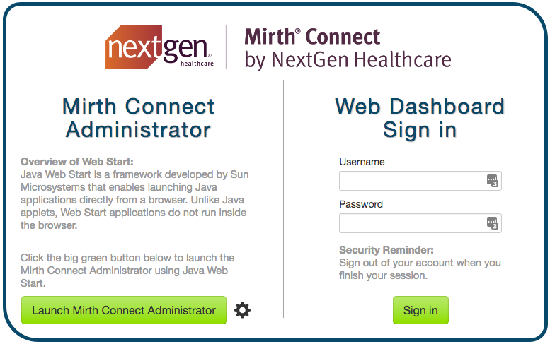 Web Dashboard Sign In Panel