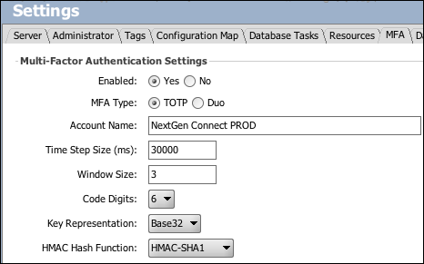 Multi-Factor Authentication Settings