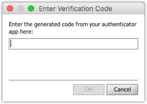 Enter Verification Code window