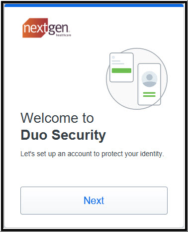 Duo Authentication window with button to start setup of two-factor authentication