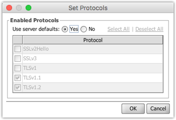 Set Protocols window
