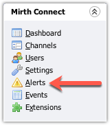 Selecting Alerts from the Mirth Connect pane