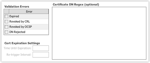 Certificate DN Regex (optional) settings