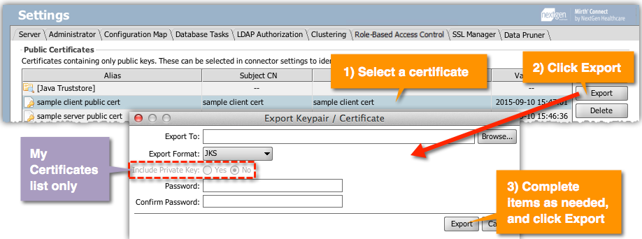 Exporting a Certificate