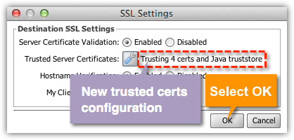 Updated value for Trusted Server Certificates
