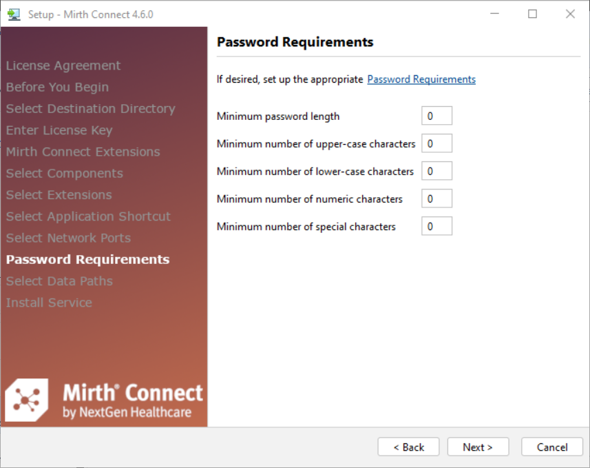 An image of the Server Settings - Paths window of the Setup Wizard.