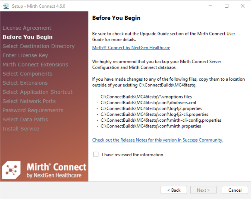 An image of the Before You Begin window of the Setup Wizard for a new installation.