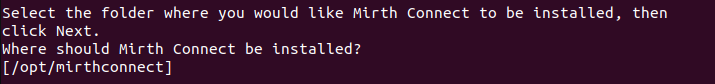 Image of the command line installer installation folder screen.