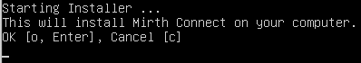 Image of the command line installer initial prompt.