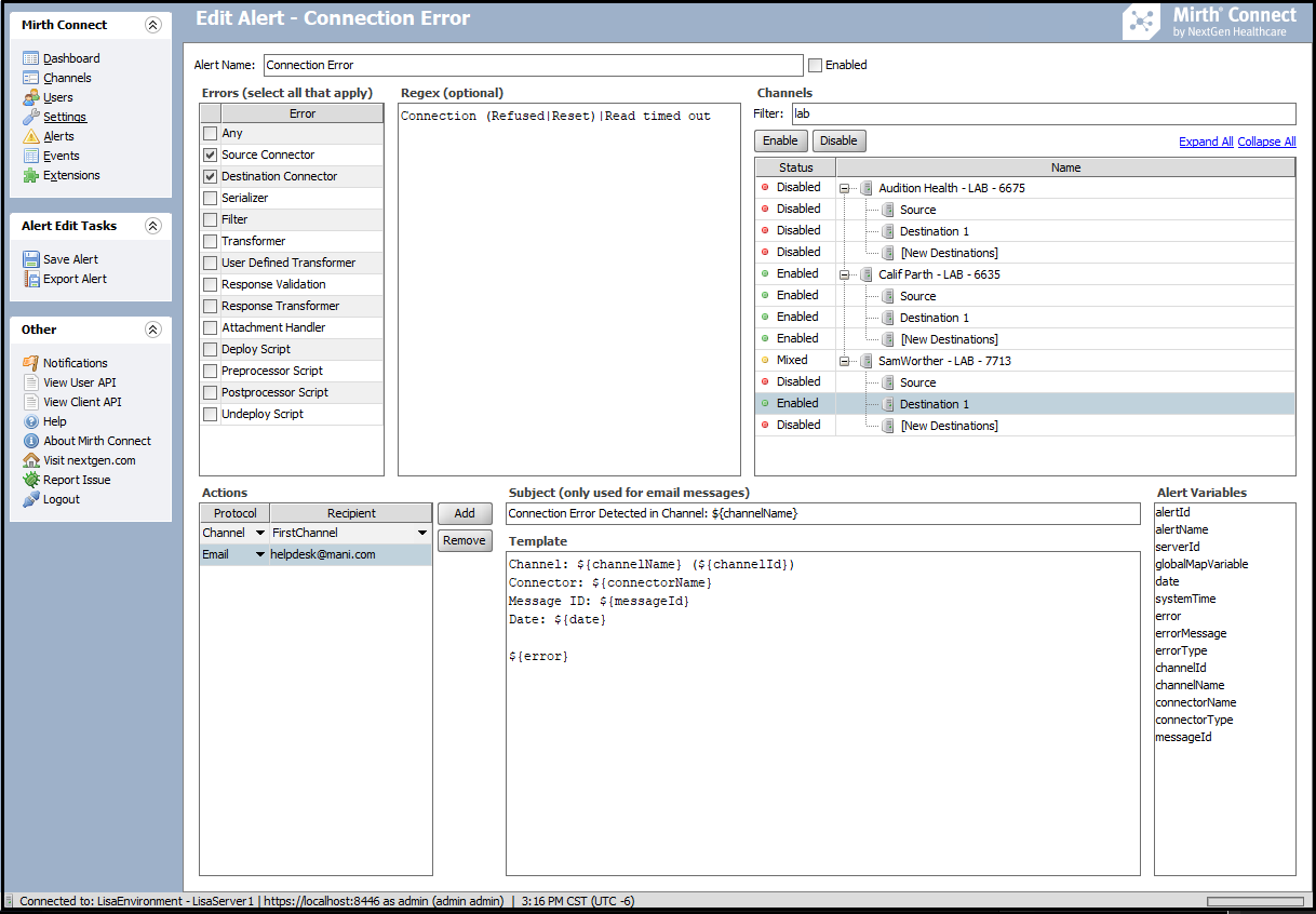 Image of the Edit Alert view