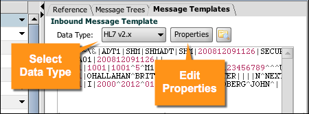 An image of the Message Templates tab editing the inbound data type.