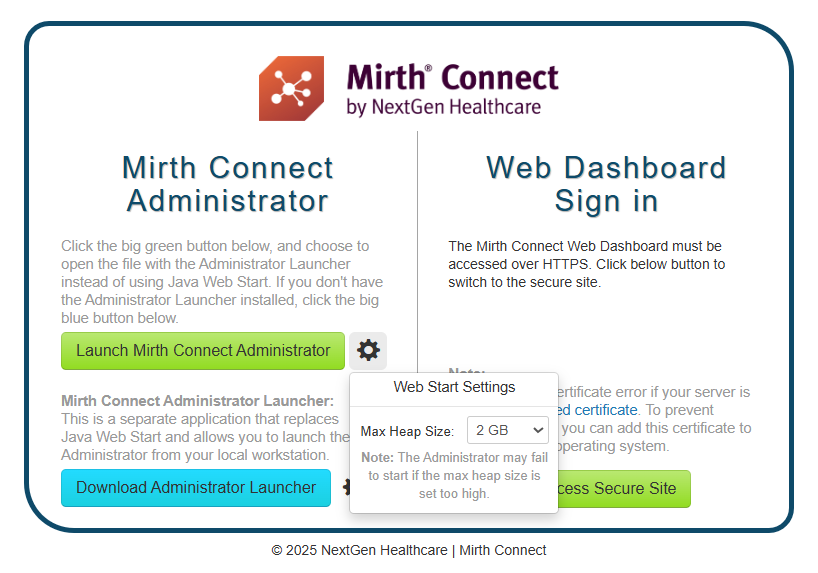 Image of the launch page