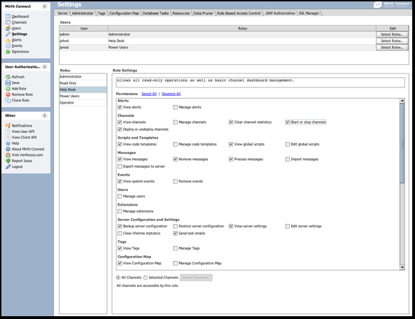 Image of the Role Based Access Control settings